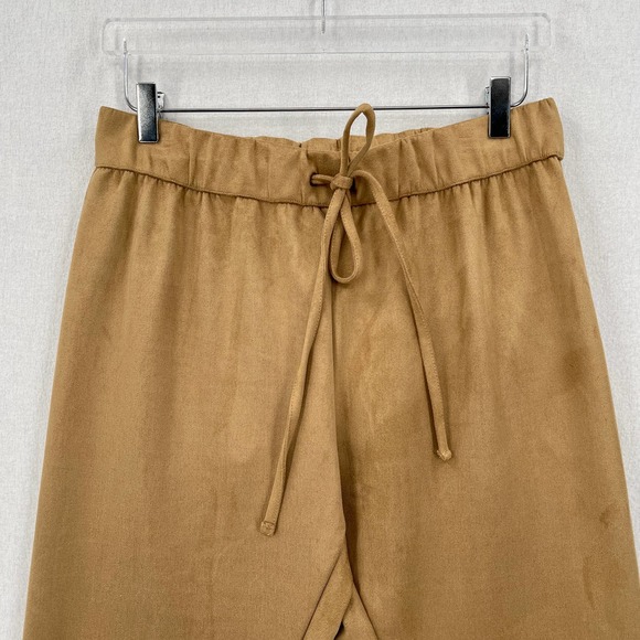 ENZA COSTA Pants Womens Medium 2 Camel Tan Faux Suede Jogger Lounge Track NWOT - Picture 3 of 15